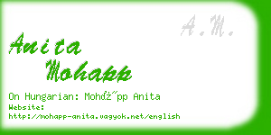 anita mohapp business card